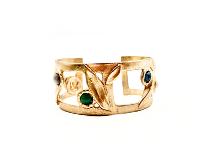 Multi Stone Bronze Cuff Bracelet