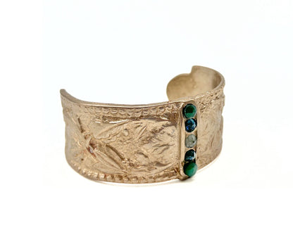 Wide Bronze Cuff With Ombre Gemstone Combo