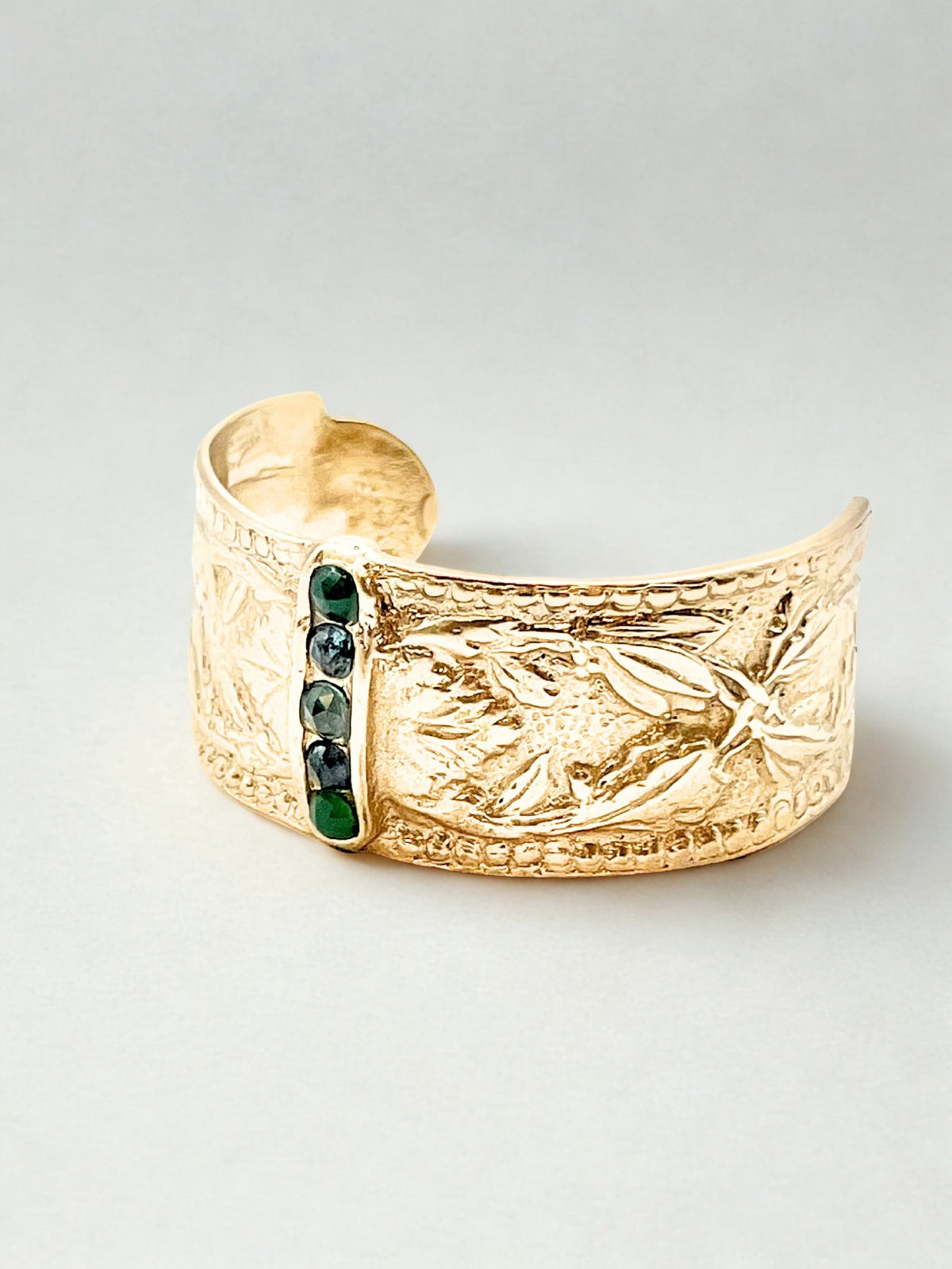 Wide Bronze Cuff With Ombre Gemstone Combo