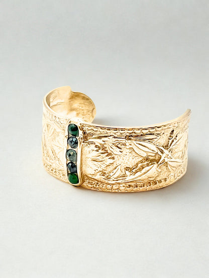Wide Bronze Cuff With Ombre Gemstone Combo