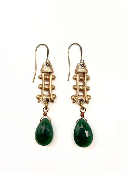 Pagoda Inspired Pendant Earring with Pear Shape Stone Drop