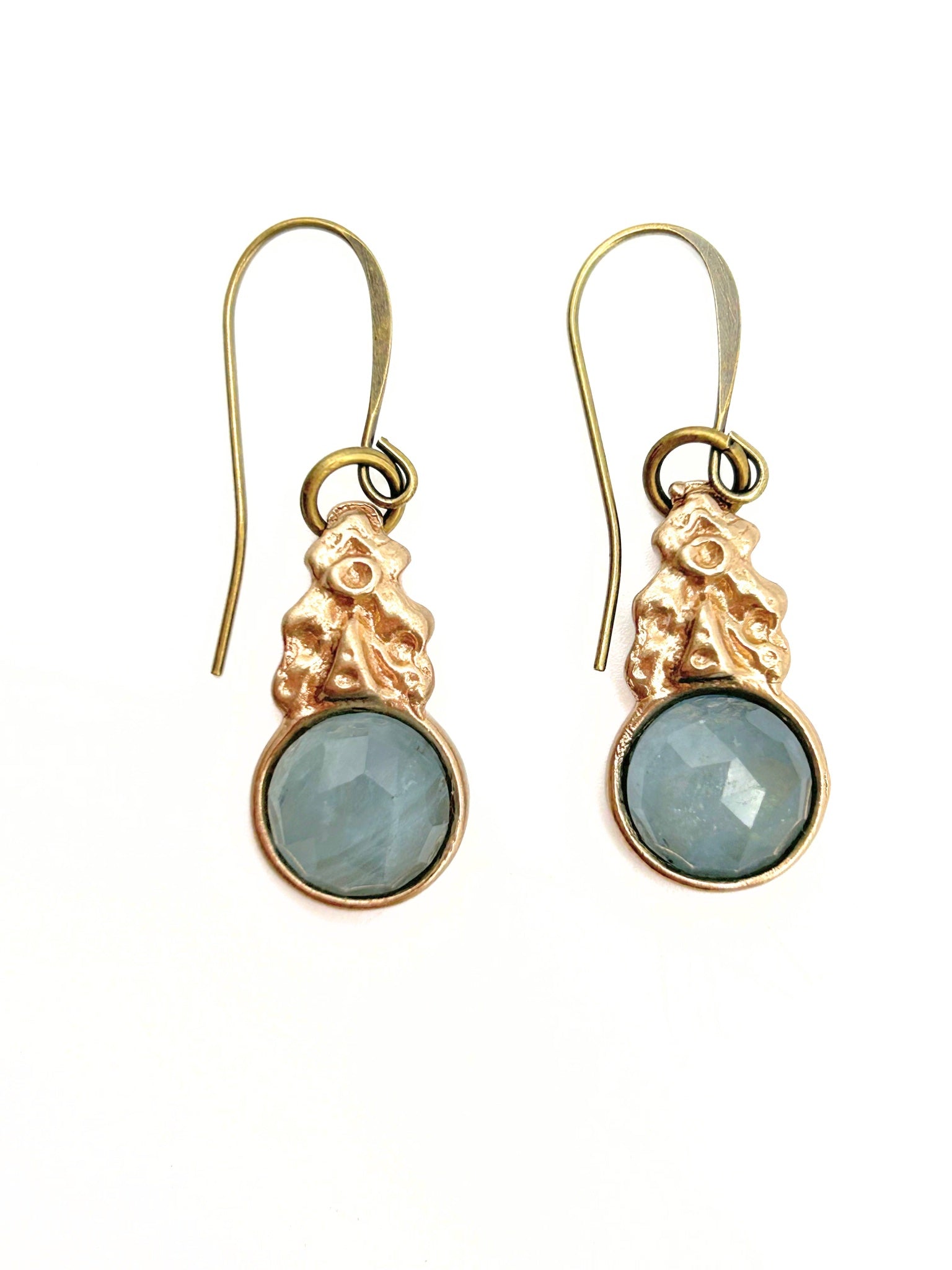 Rococo Inspired Pendant French Wire Earrings with Set Gemstone