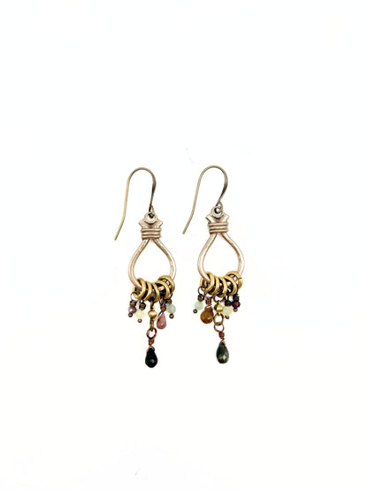 Multi Tourmaline Hoop Chandelier Earring