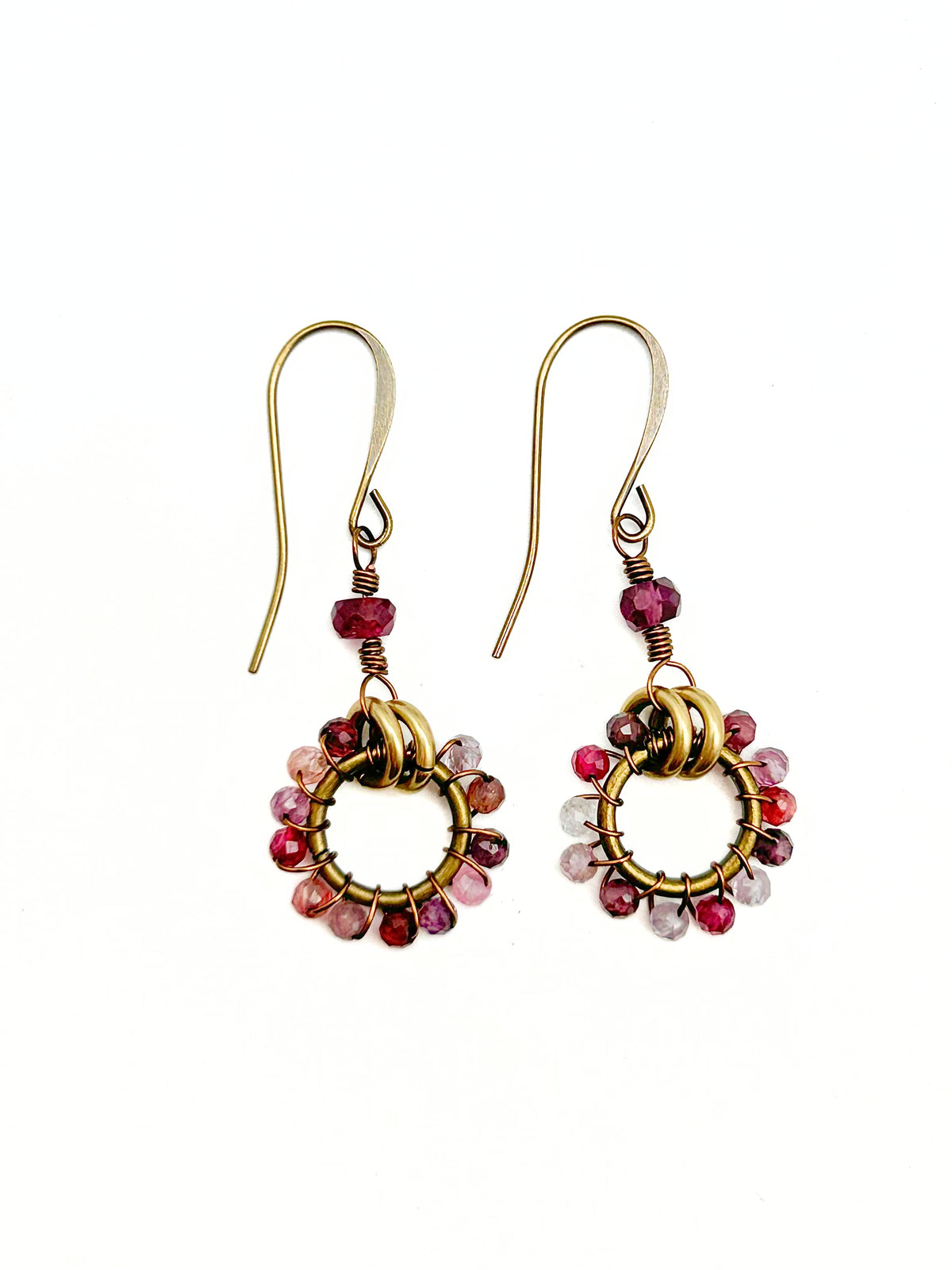Gemstone Wrapped O-Ring Pendant Earring