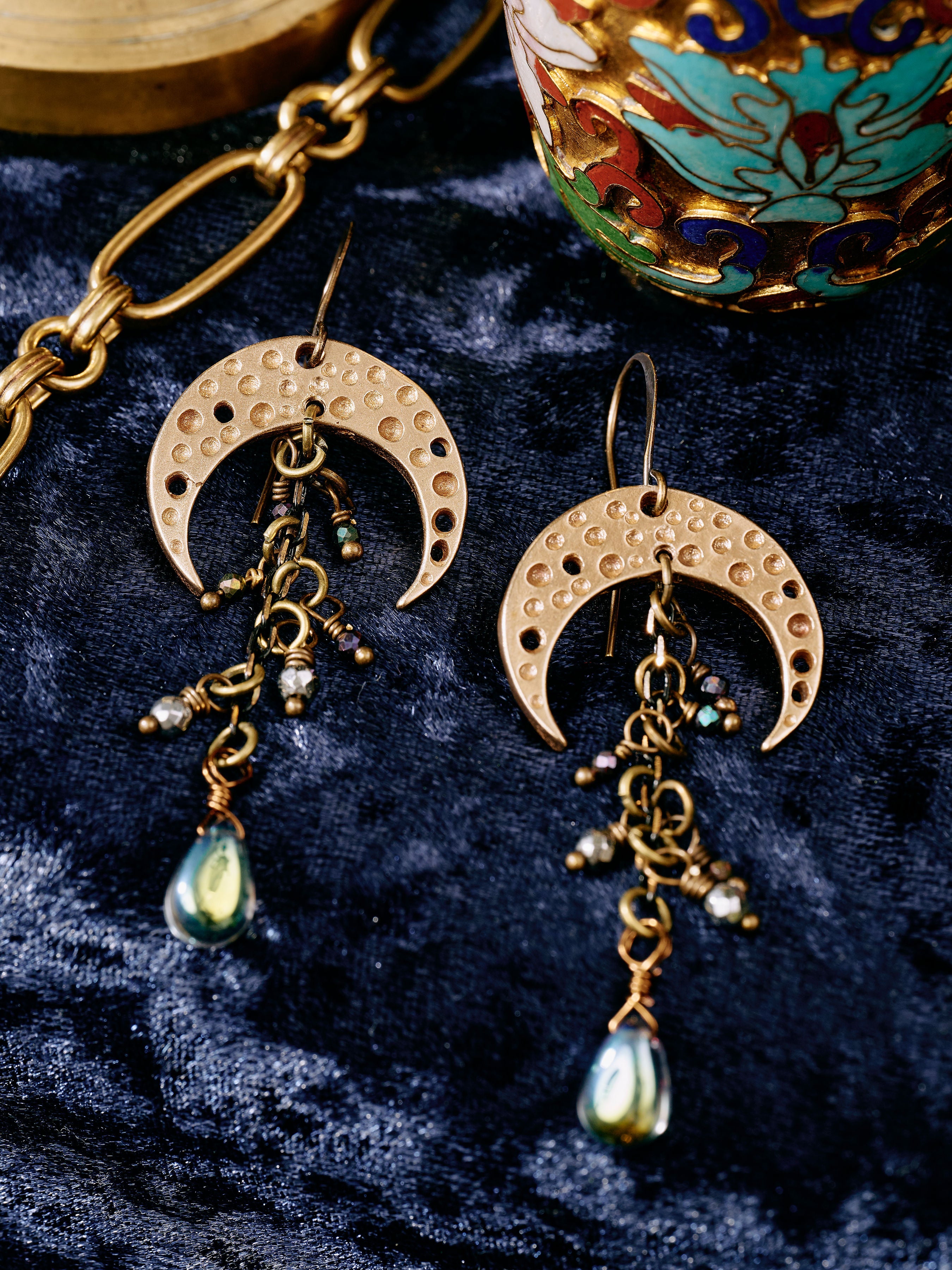 Crescent Moon French Wire Earrings