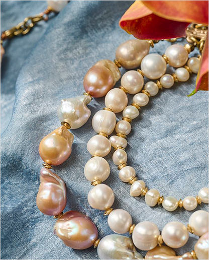 Baroque and Fresh Water Triple Strand Pearl Necklace