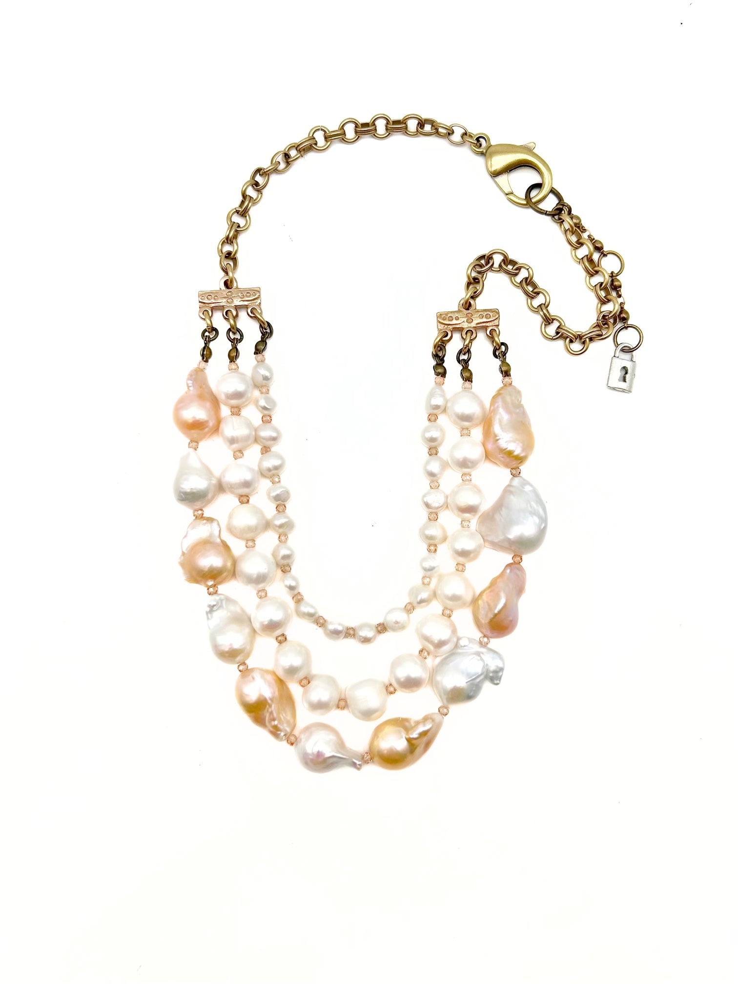 Baroque and Fresh Water Triple Strand Pearl Necklace