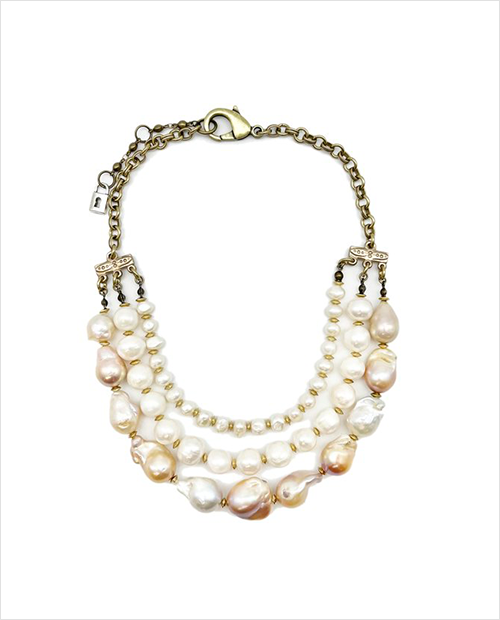 Baroque and Fresh Water Triple Strand Pearl Necklace