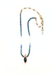 Delicate Pear Shape Stone Pendant on Beaded Chain