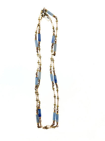 Semi Precious Tube Bead Layering Necklace