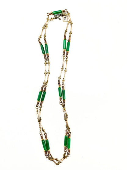 Semi Precious Tube Bead Layering Necklace