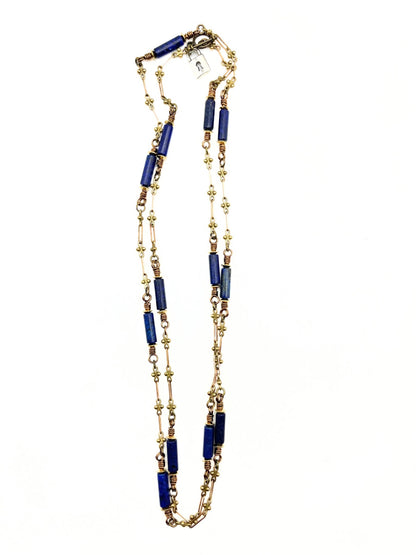 Semi Precious Tube Bead Layering Necklace