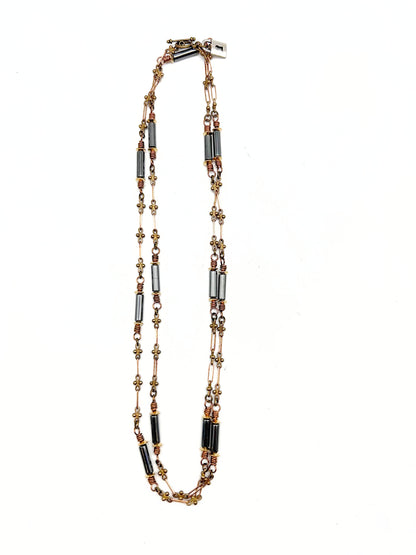 Semi Precious Tube Bead Layering Necklace