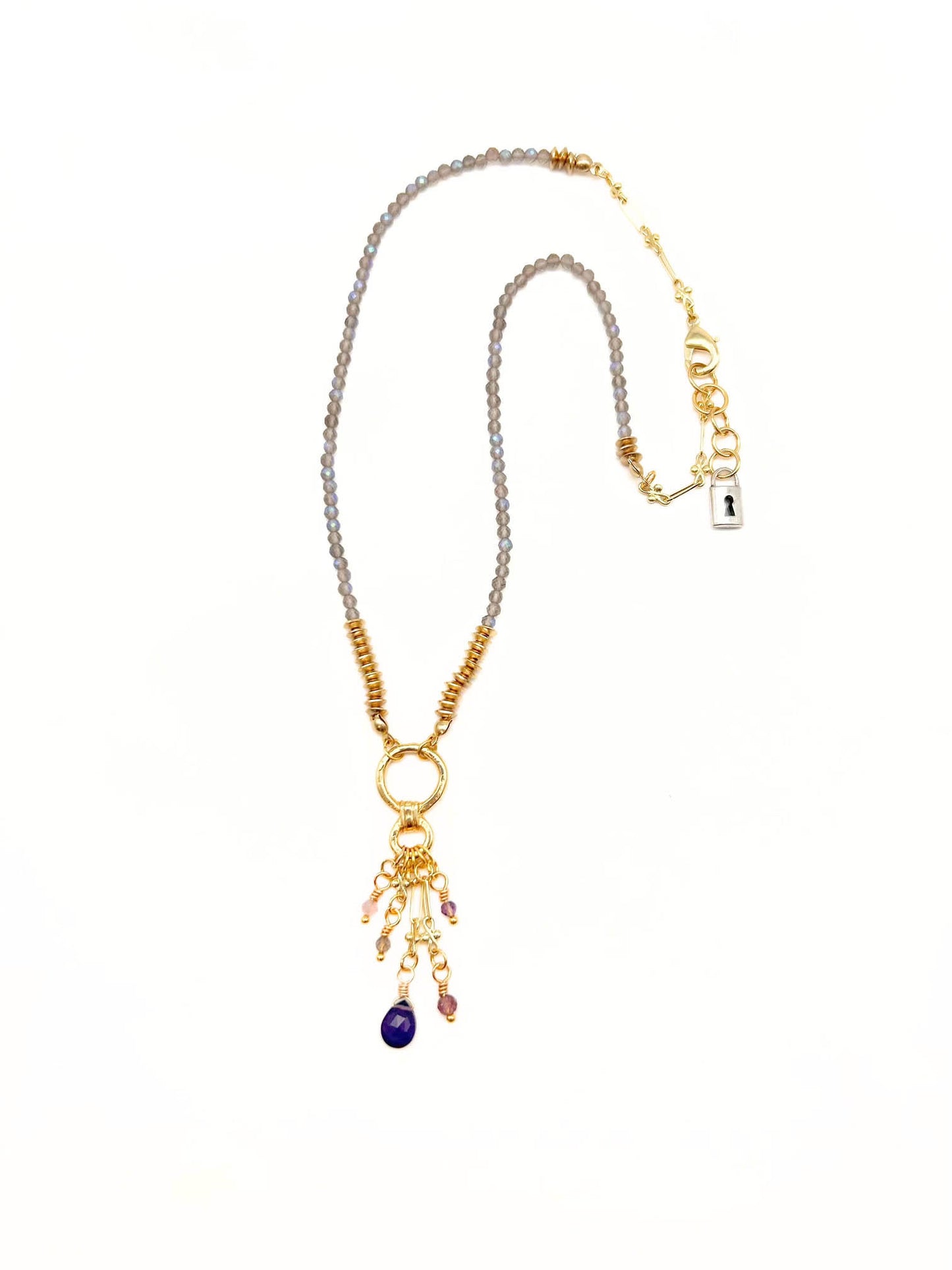 Multi Stone Drop 18k Gold Plated Necklace