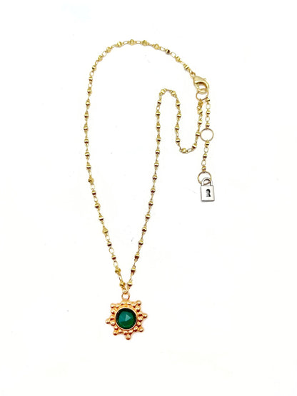 Bronze Granulated Sunburst Necklace