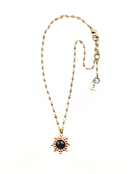 Bronze Granulated Sunburst Necklace
