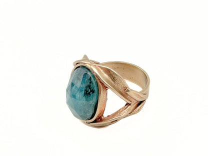Elegant Rose Cut Oval Stone and Leaf Cocktail Ring