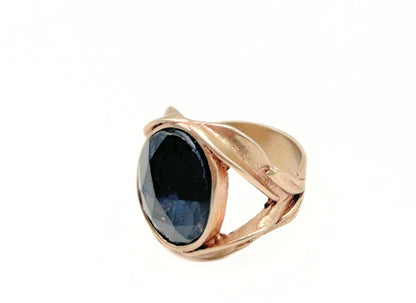 Elegant Rose Cut Oval Stone and Leaf Cocktail Ring